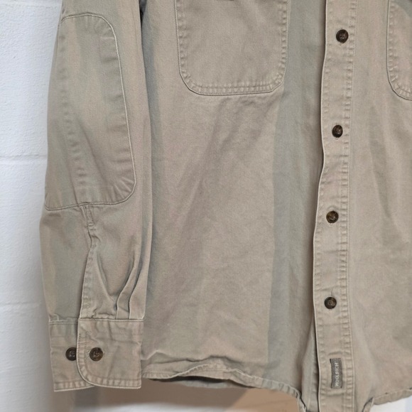 Vintage WOOLRICH Tan Long Sleeve Button Shirt Olive Collar Pockets XL Utility - Picture 6 of 13